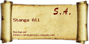 Stanga Ali névjegykártya